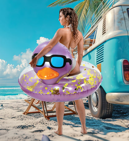 Pool Float - DUCK POOL TUBE - PURPLE GOLD