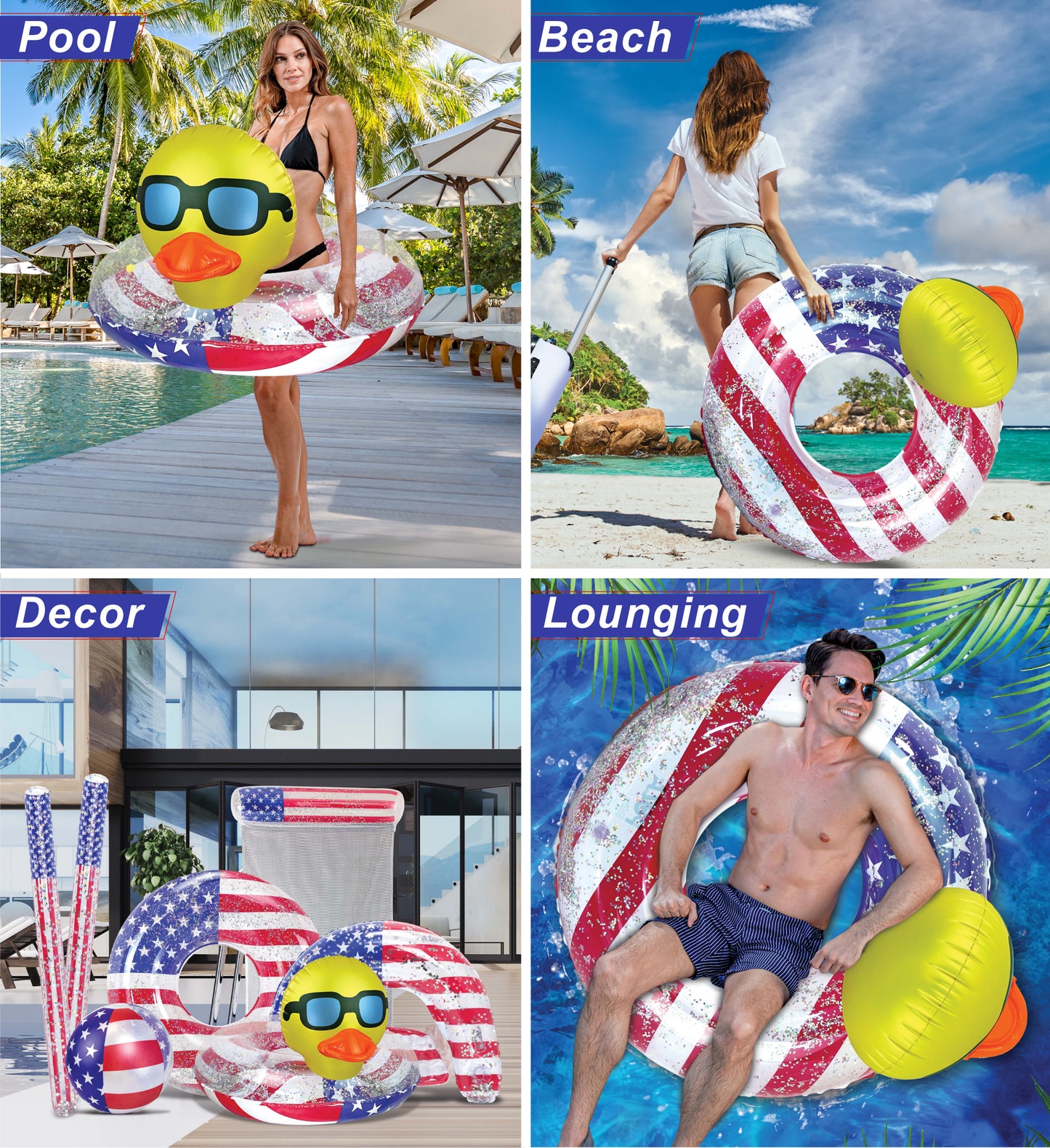 POZA - DUCK POOL TUBE - USA FLAG