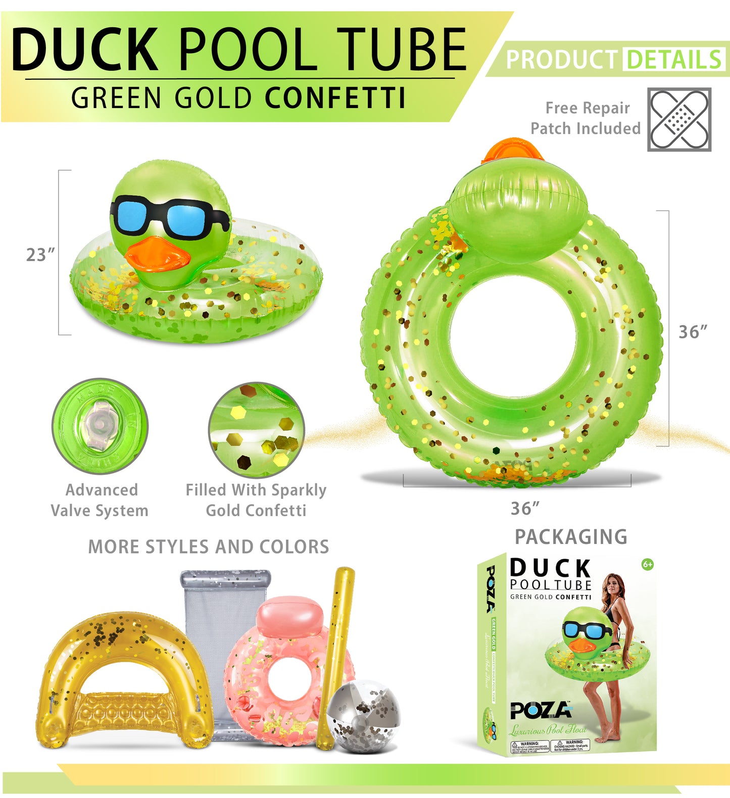 POZA - DUCK POOL TUBE - GREEN GOLD