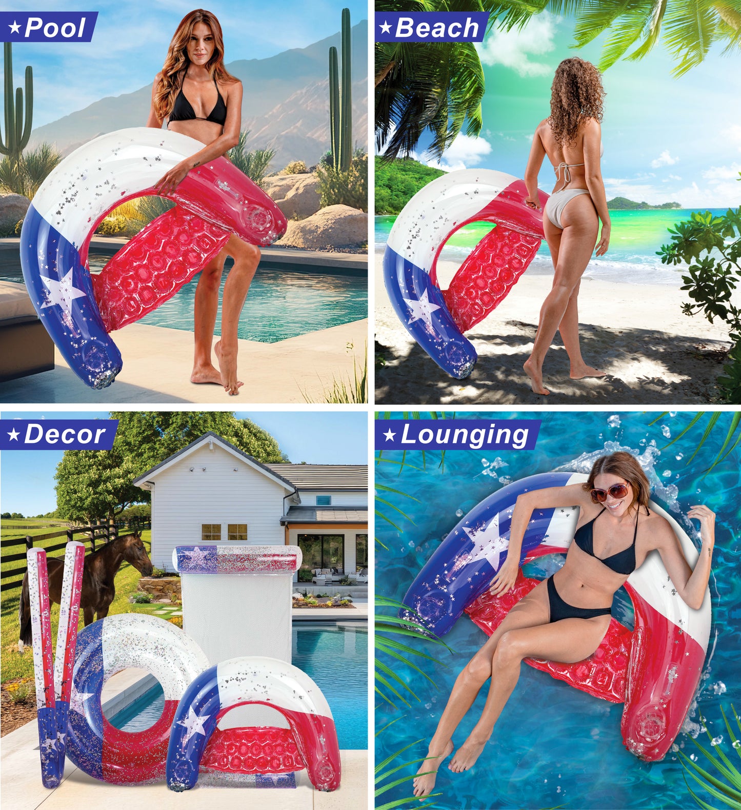 POZA - POOL CHAIR - TEXAS FLAG
