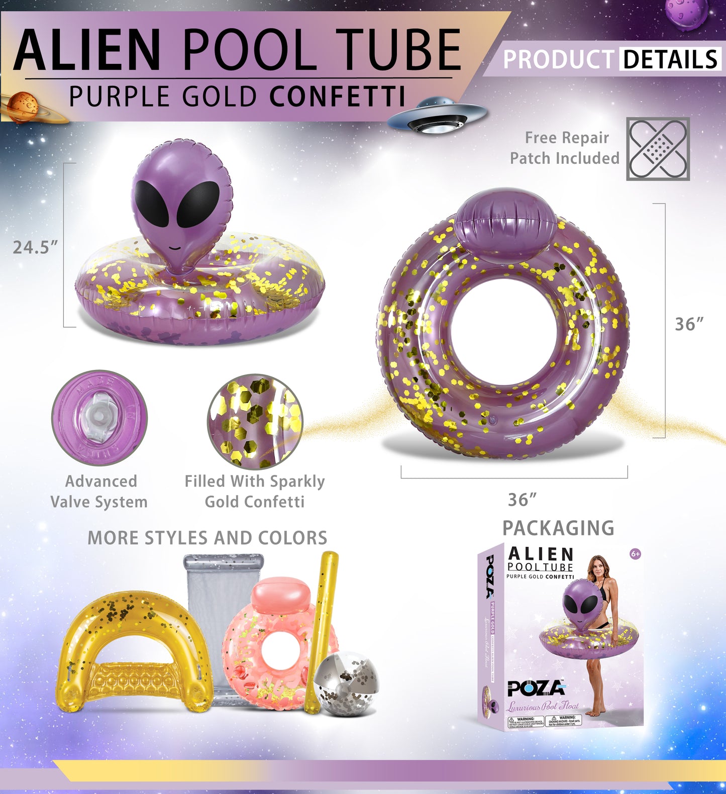 POZA - ALIEN POOL TUBE - PURPLE GOLD