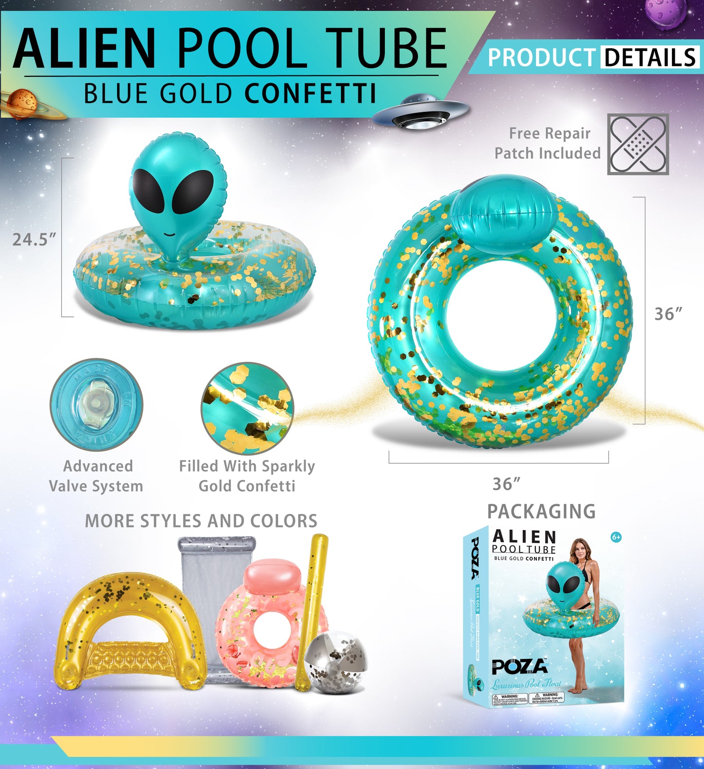 POZA - ALIEN POOL TUBE - BLUE GOLD