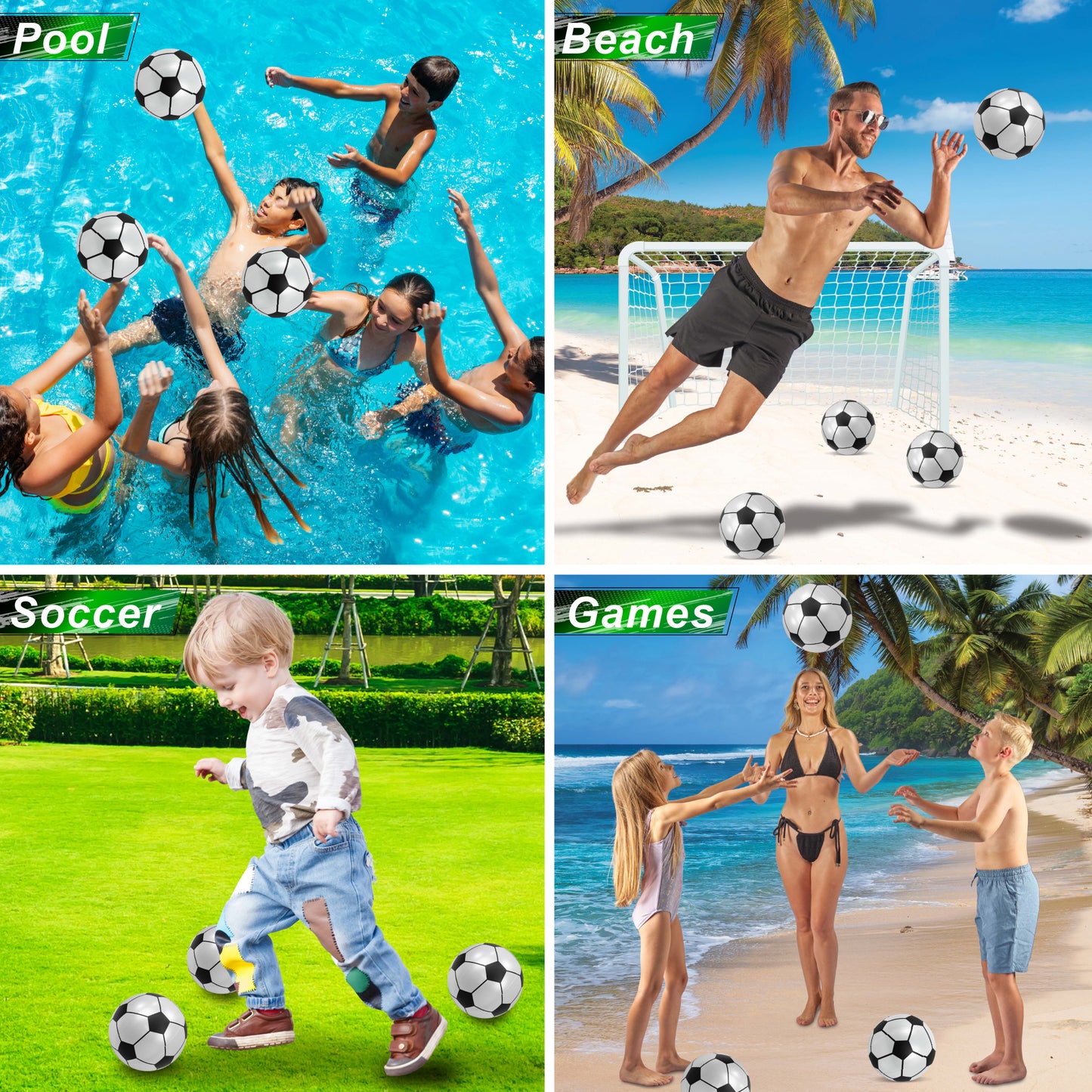 POZA - 8 INCH BEACH BALL - SOCCER - SET OF 16