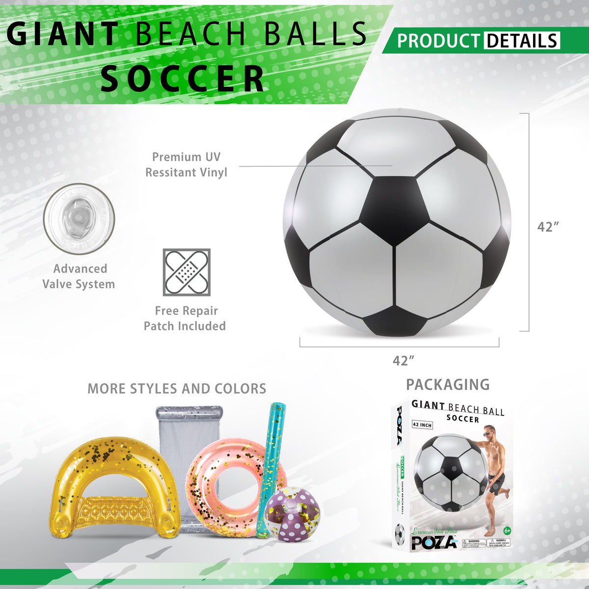POZA - 42 INCH BEACH BALL - SOCCER