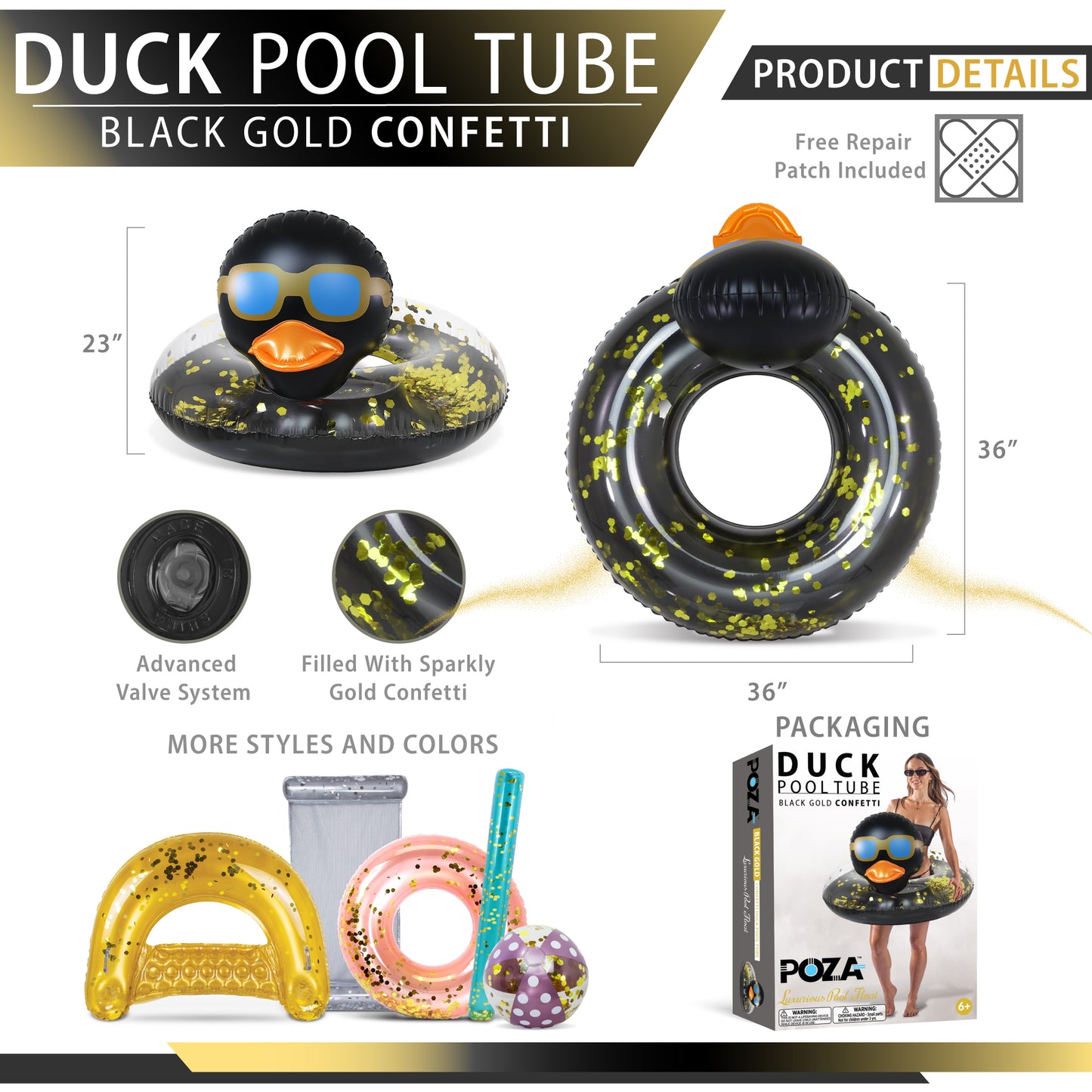 POZA - 36 INCH DUCK TUBE - BLACK GOLD