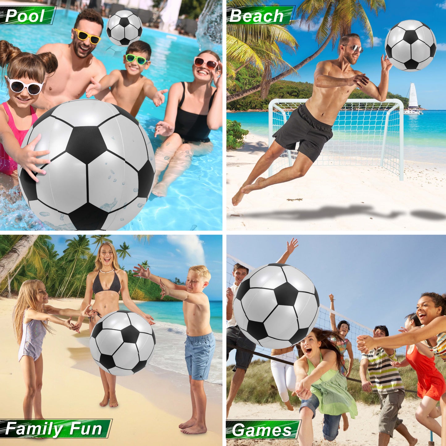 POZA - 16 INCH BEACH BALL - SOCCER - SET OF 3