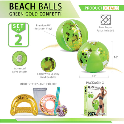 POZA - 16 INCH BEACH BALL - GREEN GOLD - SET OF 2