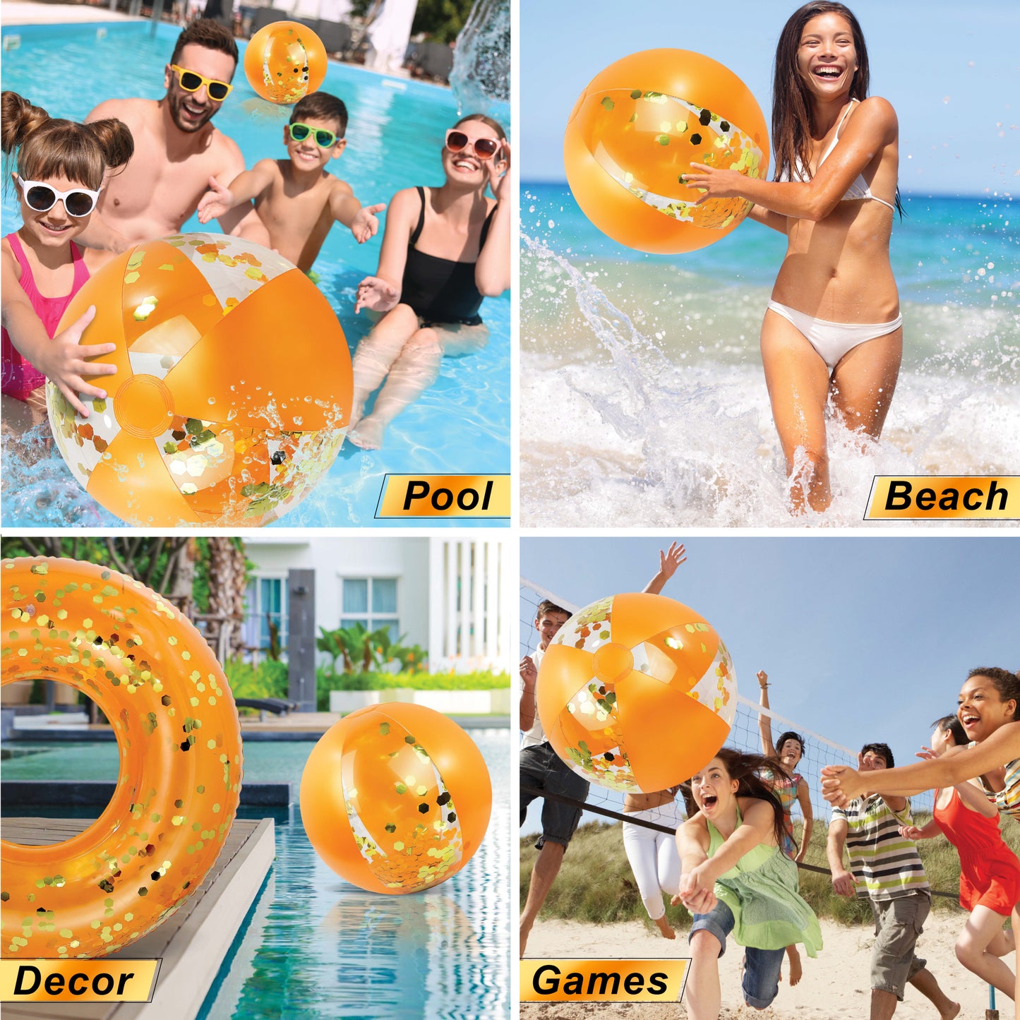 POZA - 16 INCH BEACH BALL - ORANGE GOLD - SET OF 2