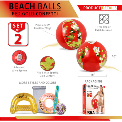 POZA - 16 INCH BEACH BALL - RED GOLD - SET OF 2