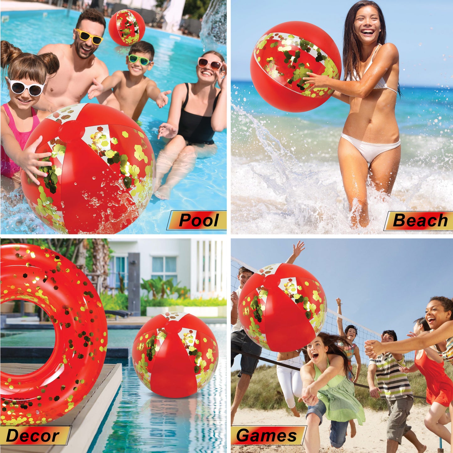 POZA - 16 INCH BEACH BALL - RED GOLD - SET OF 2