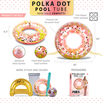 POZA - 36 INCH POLKA DOT TUBE - ROSE GOLD