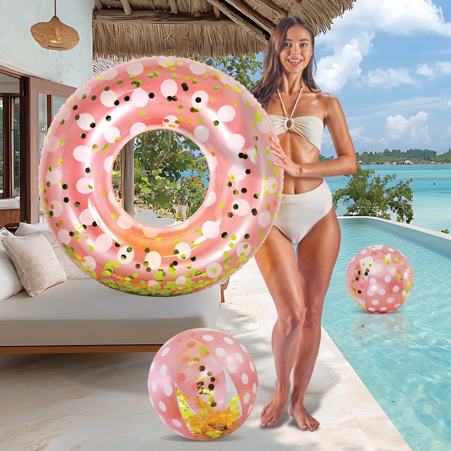 POZA - 36 INCH POLKA DOT TUBE - ROSE GOLD