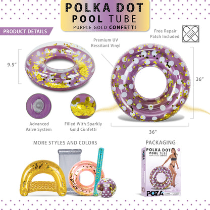 POZA - 36 INCH POLKA DOT TUBE - PURPLE GOLD