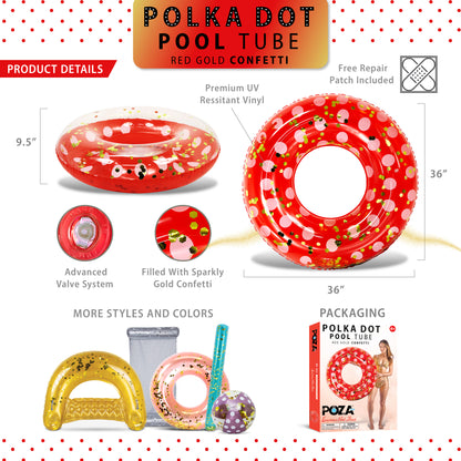 POZA - 36 INCH POLKA DOT TUBE - RED GOLD