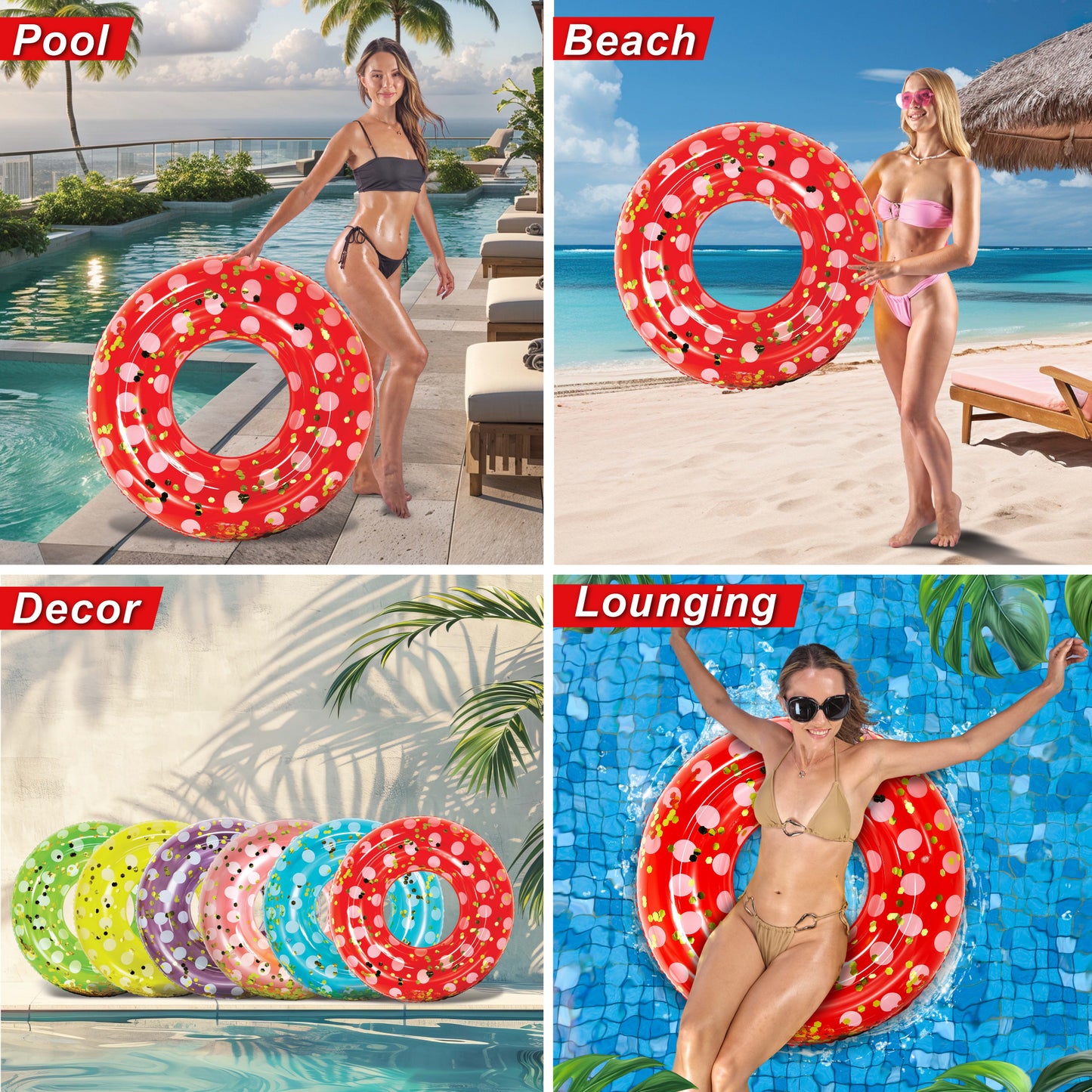 POZA - 36 INCH POLKA DOT TUBE - RED GOLD