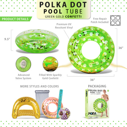 POZA - 36 INCH POLKA DOT TUBE - GREEN GOLD