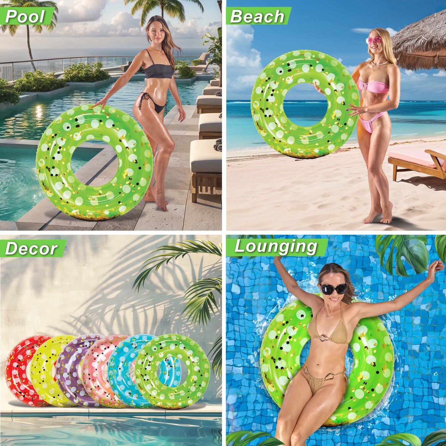 POZA - 36 INCH POLKA DOT TUBE - GREEN GOLD