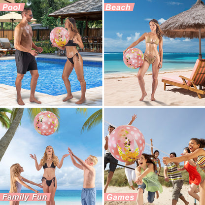 POZA - 16 INCH POLKA BEACH BALL - ROSE GOLD - SET OF 2