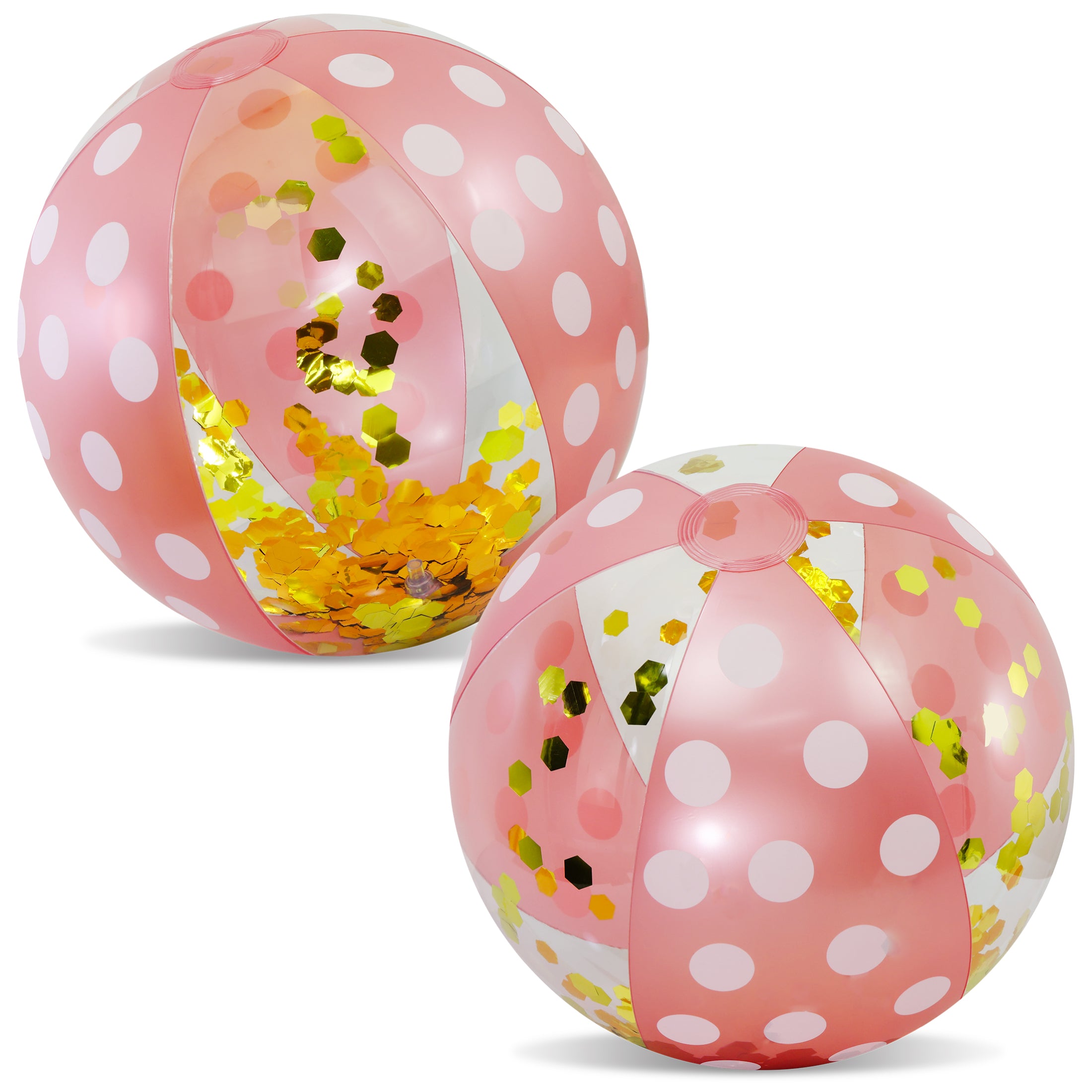 POZA - 16 INCH POLKA BEACH BALL - ROSE GOLD - SET OF 2