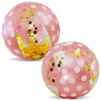 POZA - 16 INCH POLKA BEACH BALL - ROSE GOLD - SET OF 2