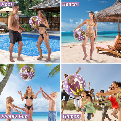 POZA - 16 INCH POLKA BEACH BALL - PURPLE GOLD - SET OF 2