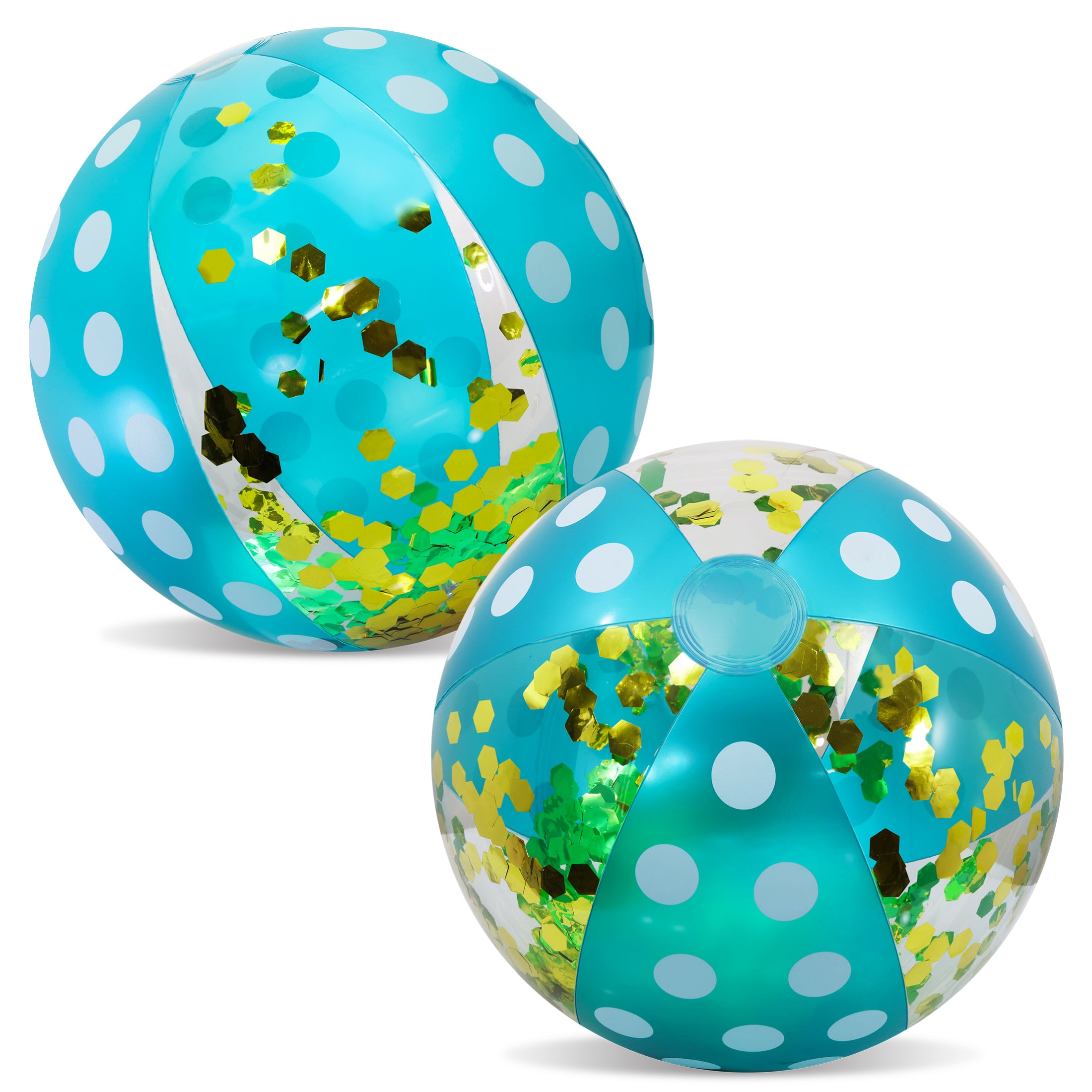 POZA - 16 INCH POLKA BEACH BALL - BLUE GOLD - SET OF 2