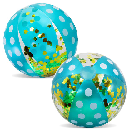 POZA - 16 INCH POLKA BEACH BALL - BLUE GOLD - SET OF 2