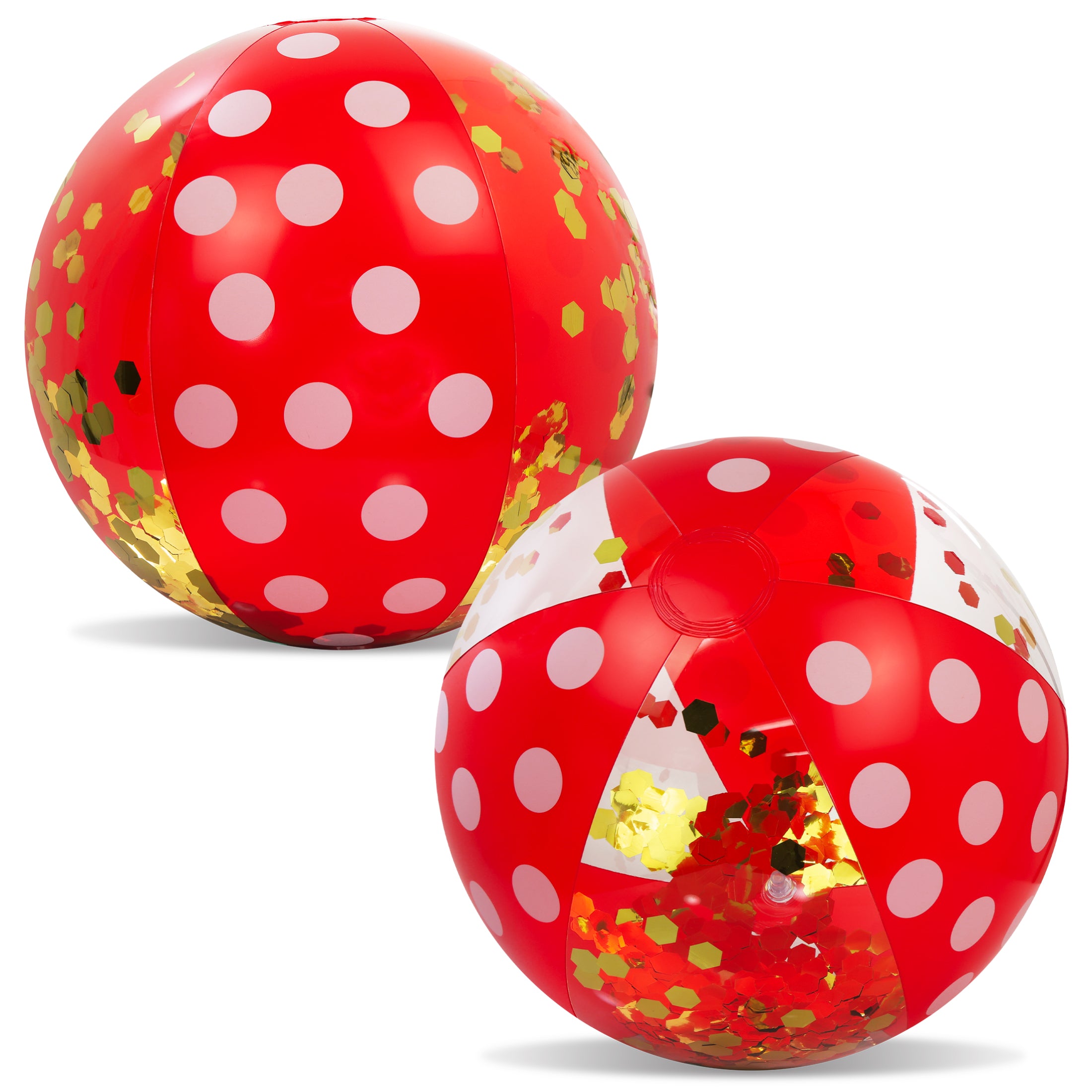 POZA - 16 INCH POLKA BEACH BALL - RED GOLD - SET OF 2