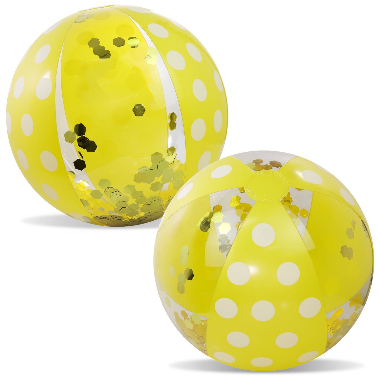 POZA - 16 INCH POLKA BEACH BALL - YELLOW GOLD - SET OF 2