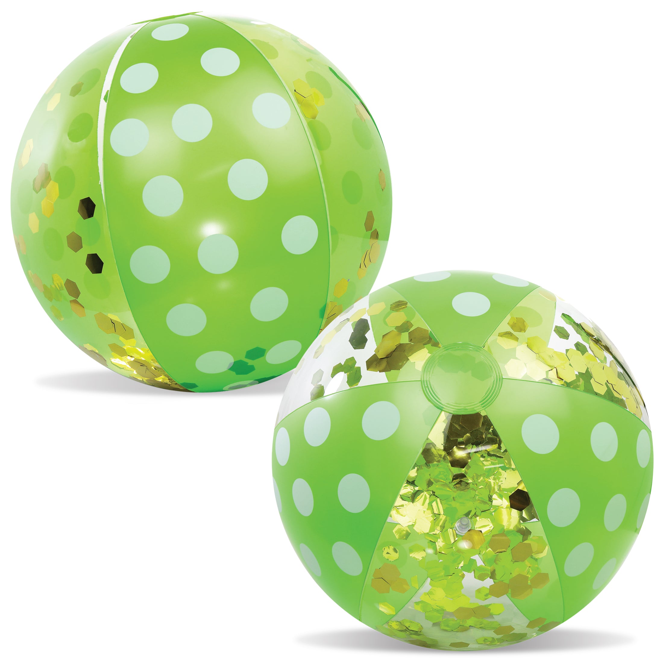 POZA - 16 INCH POLKA BEACH BALL - GREEN GOLD - SET OF 2