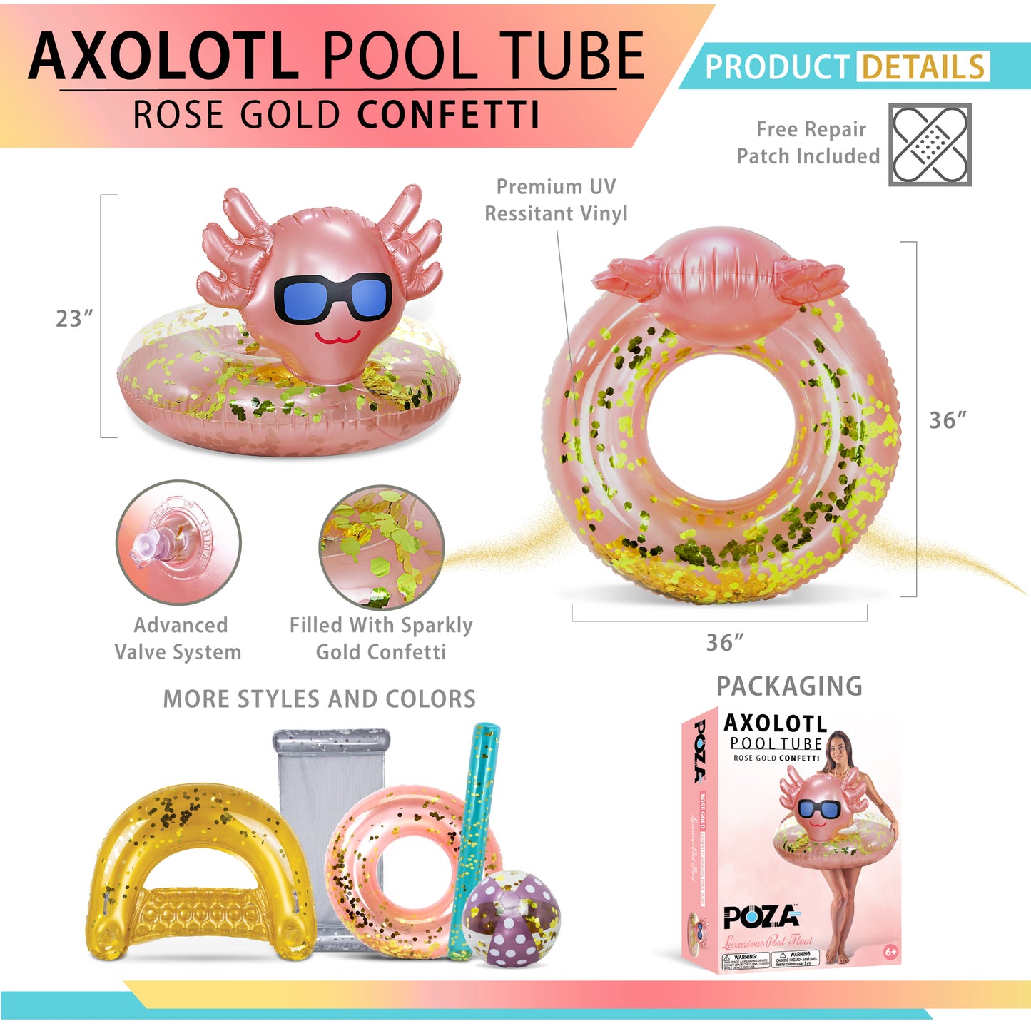POZA - 36 INCH AXOLOTL TUBE - ROSE GOLD