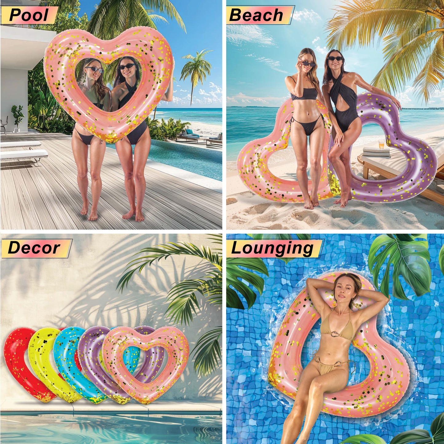 POZA - 48 INCH HEART TUBE - ROSE GOLD