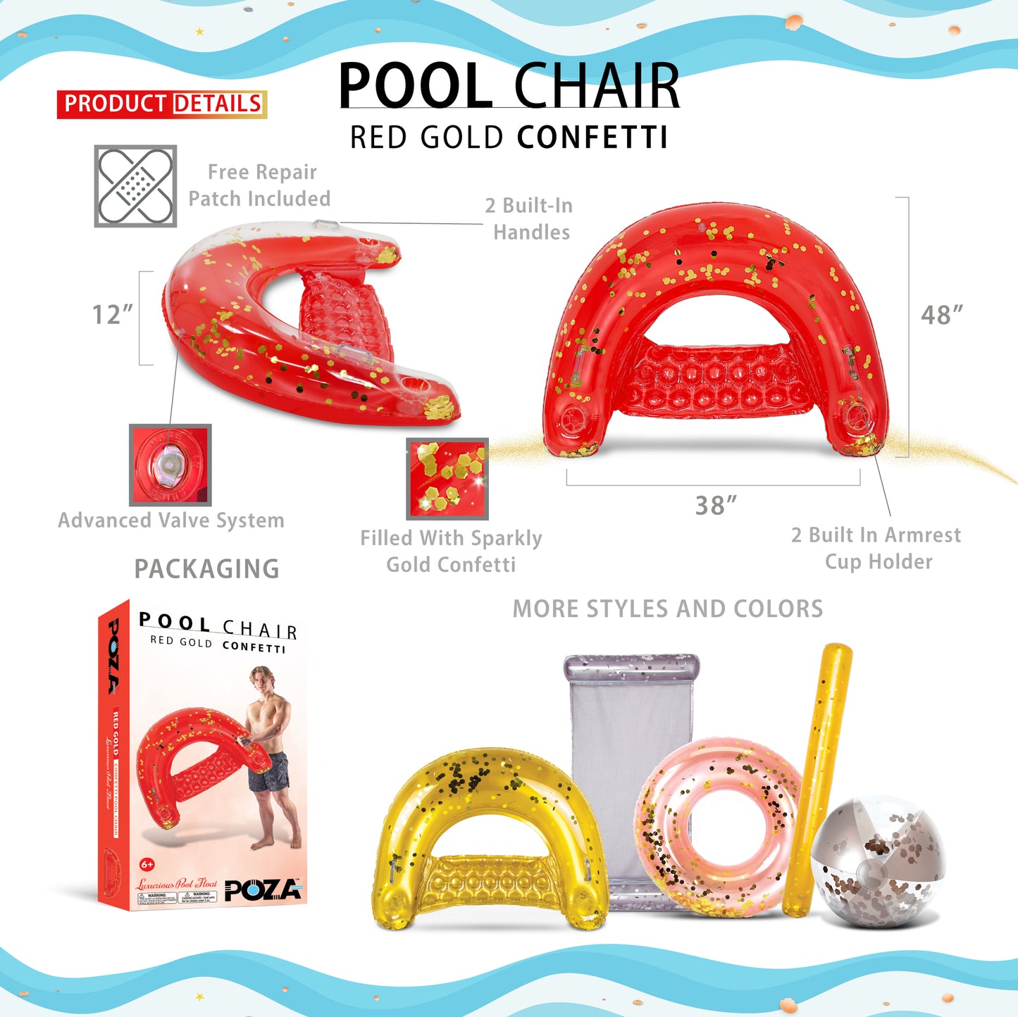 POZA - 48 INCH CHAIR - RED GOLD