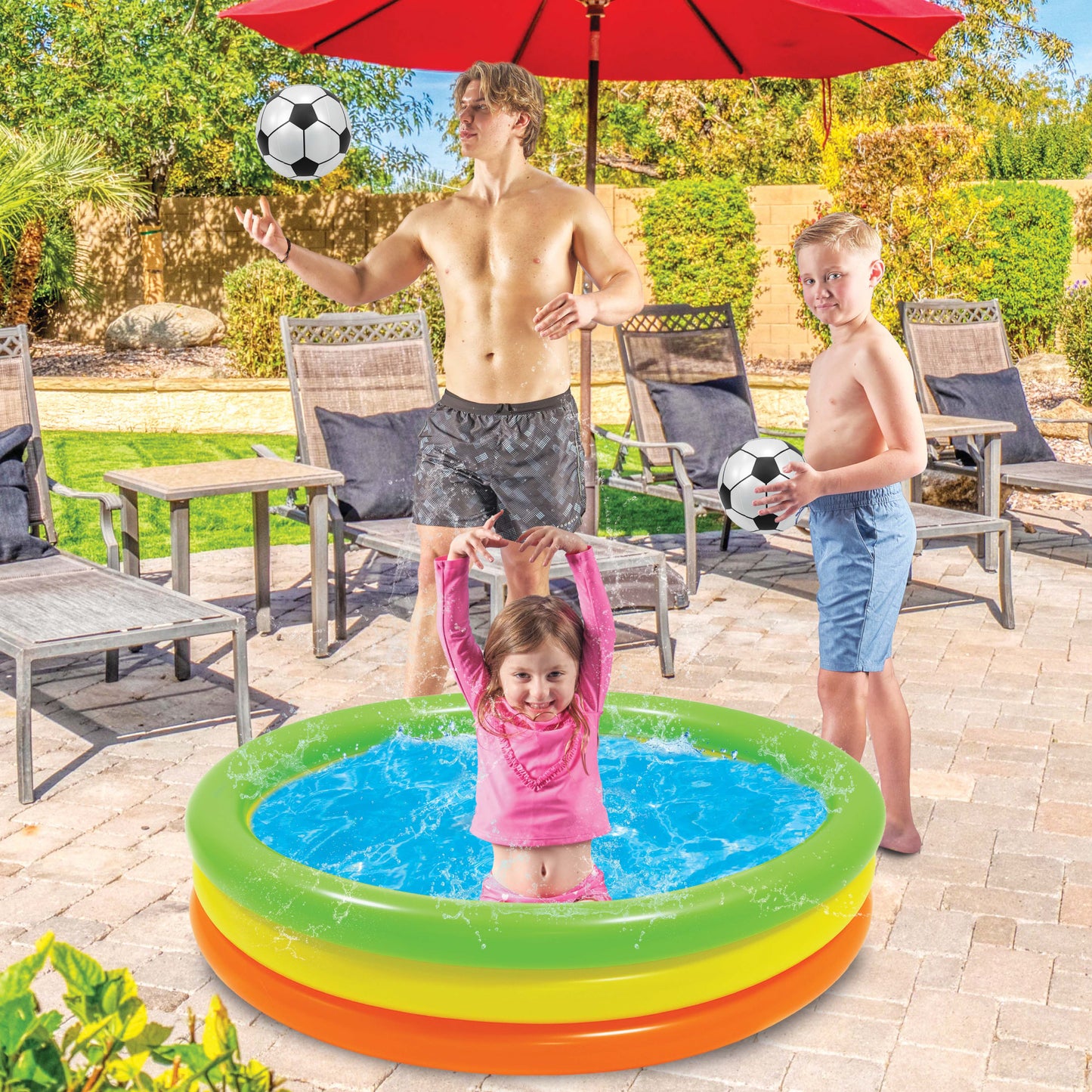 40 INCH KIDS POOL ROUND NON-INFLATED BOTTOM - GREEN, YELLOW, ORANGE GOLD