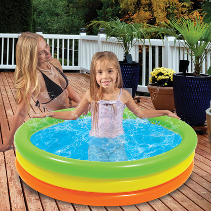 40 INCH KIDS POOL ROUND NON-INFLATED BOTTOM - GREEN, YELLOW, ORANGE GOLD