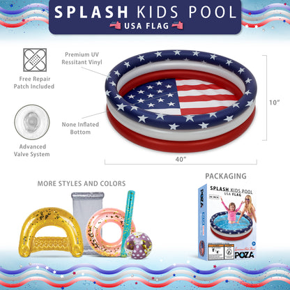 40 INCH KIDS POOL ROUND NON-INFLATED BOTTOM - USA FLAG