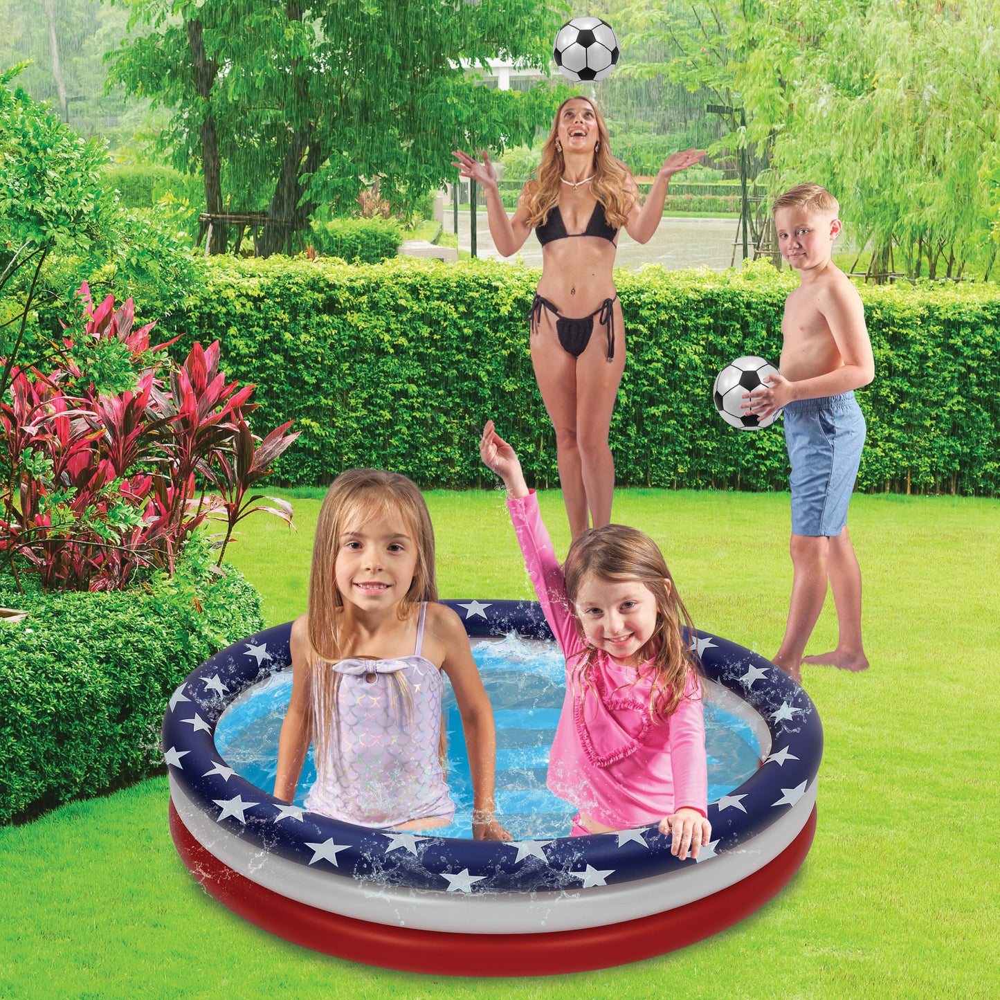 40 INCH KIDS POOL ROUND NON-INFLATED BOTTOM - USA FLAG