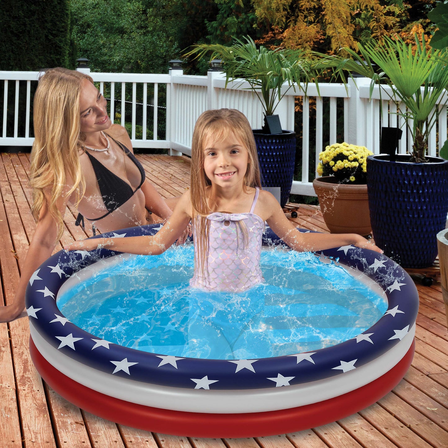 40 INCH KIDS POOL ROUND NON-INFLATED BOTTOM - USA FLAG