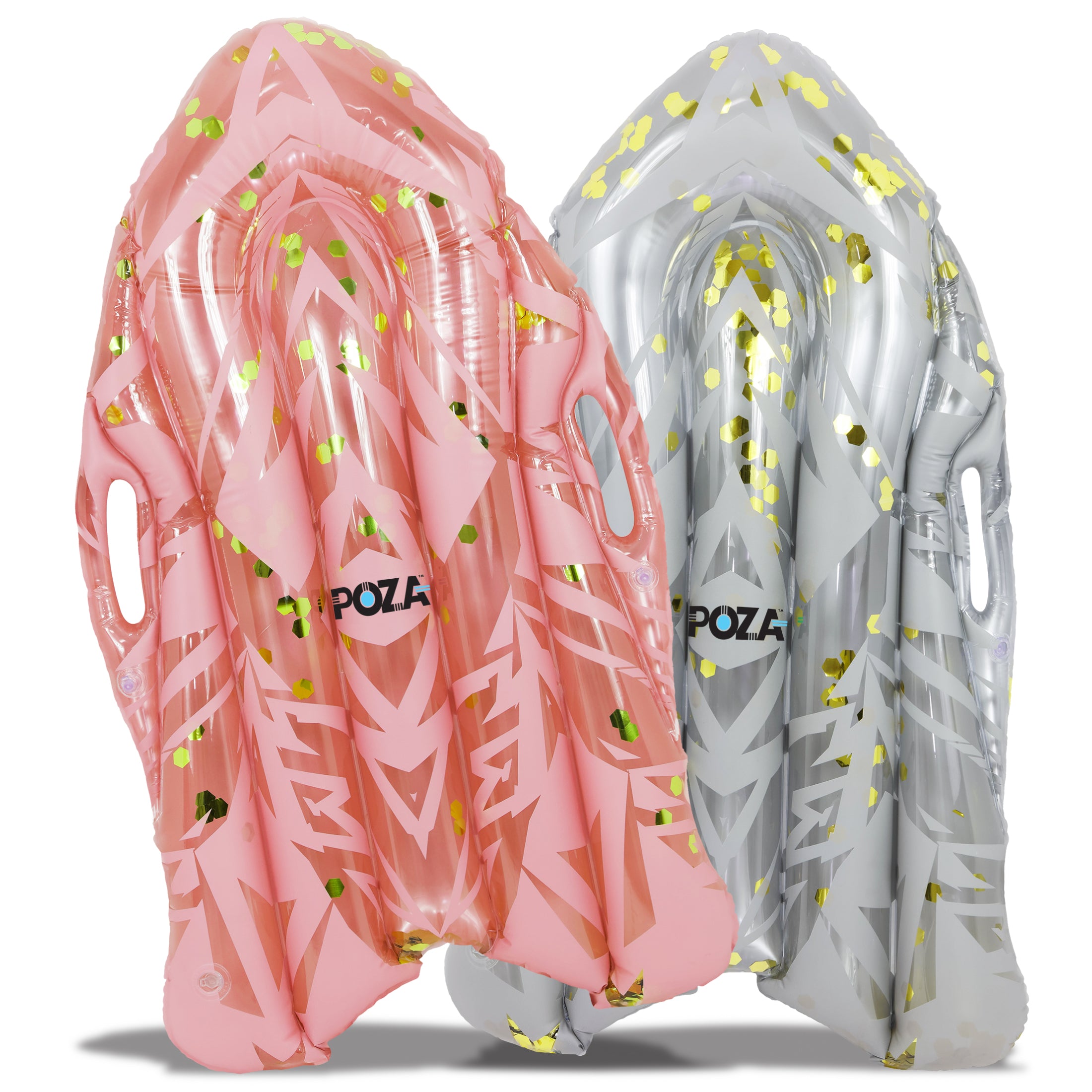 POZA - 43 INCH BODYBOARD WITH HANDLES - SILVER & ROSE GOLD - SET OF 2