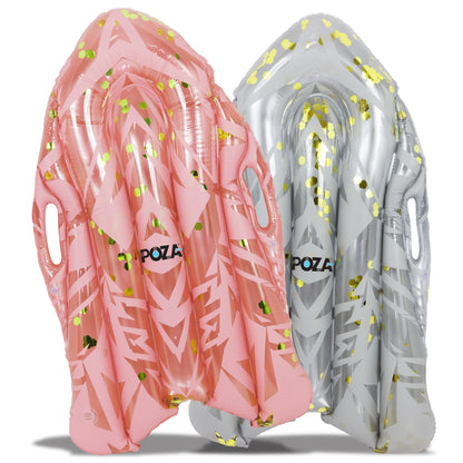 POZA - 43 INCH BODYBOARD WITH HANDLES - SILVER & ROSE GOLD - SET OF 2