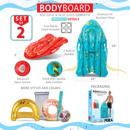 POZA - 43 INCH BODYBOARD WITH HANDLES - BLUE GOLD & RED GOLD - SET OF 2