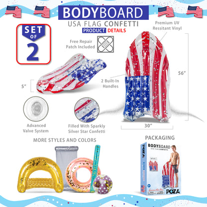 POZA - 43 INCH BODYBOARD WITH HANDLES - USA FLAG - SET OF 2