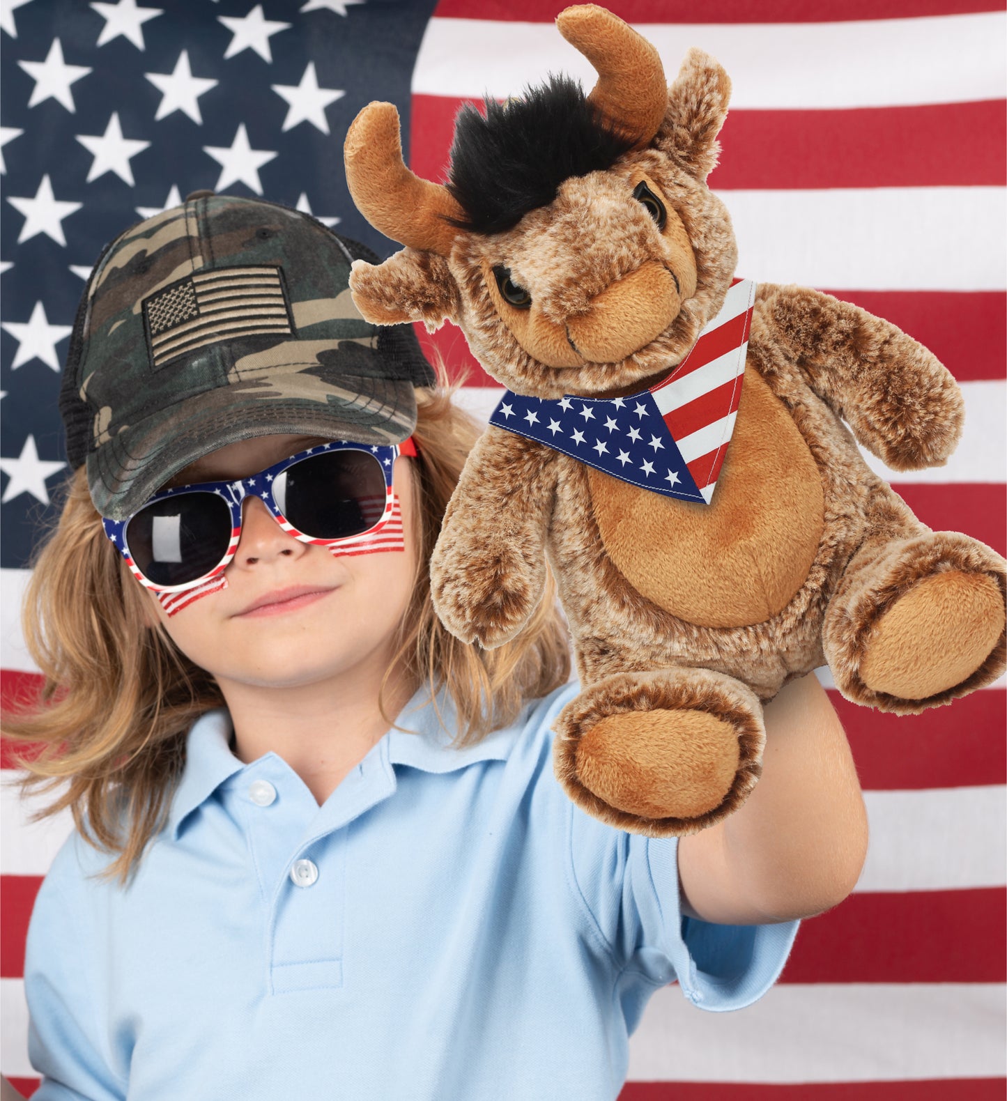 DolliBu USA Flag Bandana Neck Scarf For Stuffed Animal Costume - 10 inches