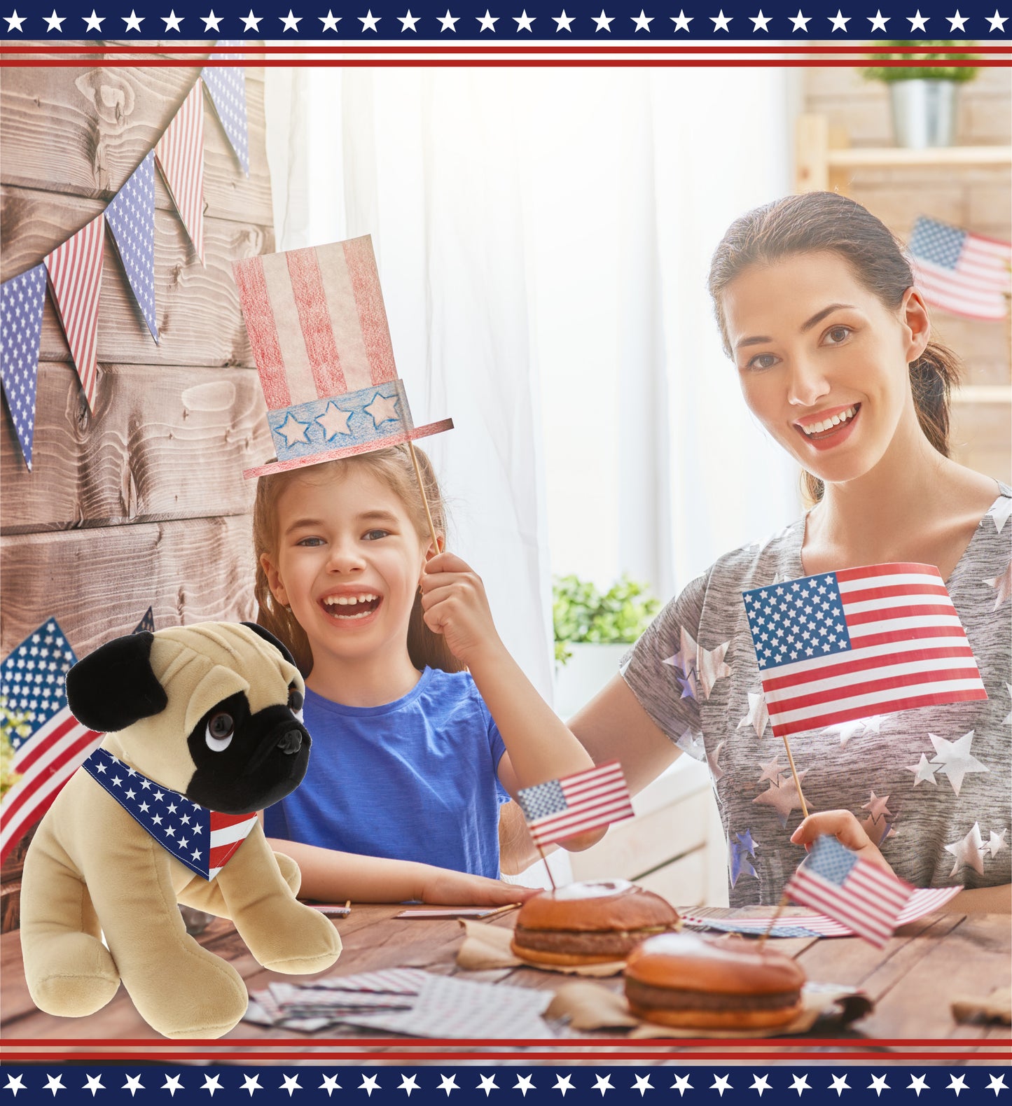 DolliBu USA Flag Bandana Neck Scarf For Stuffed Animal Costume - 10 inches