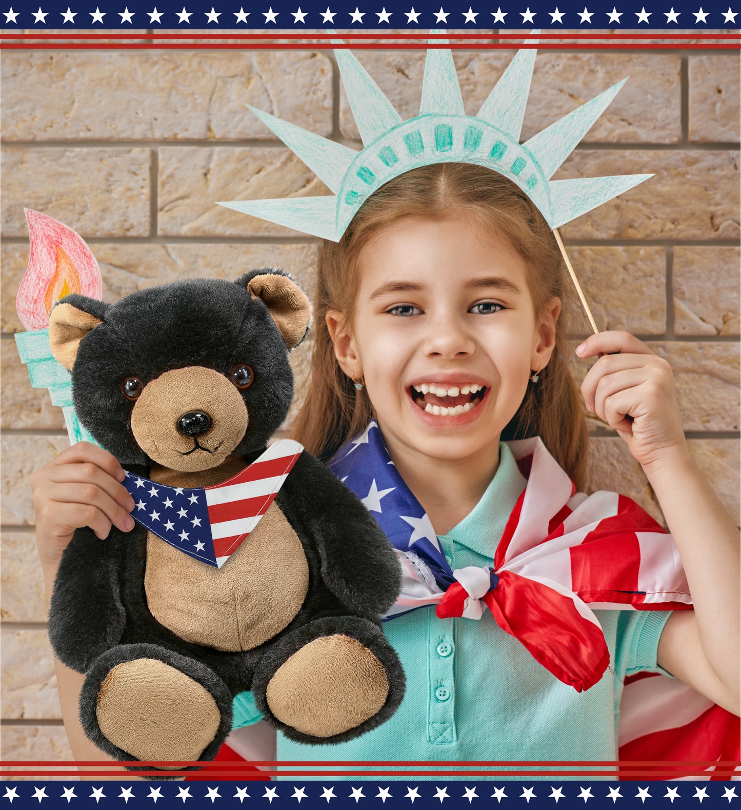 DolliBu USA Flag Bandana Neck Scarf For Stuffed Animal Costume - 10 inches