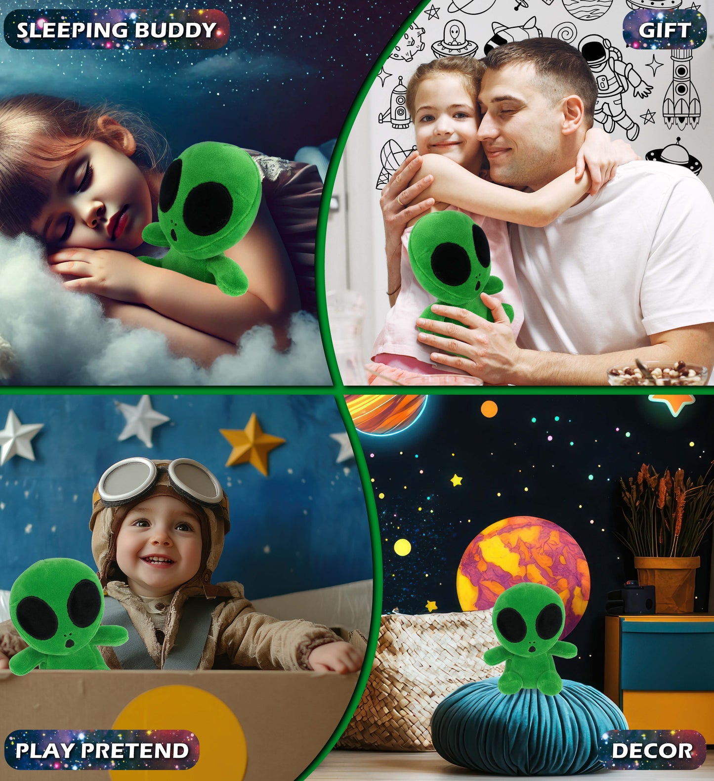 SNUG-MOOSHIES PLUSH - GREEN ALIEN 6"