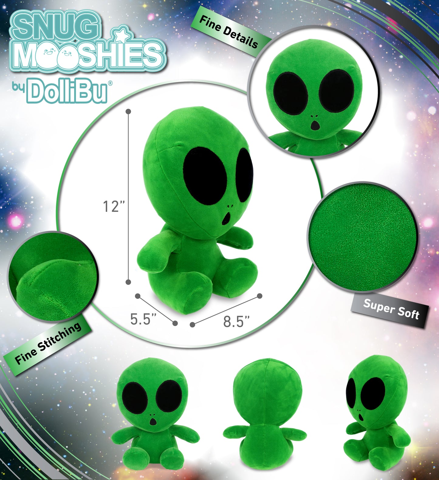 SNUG-MOOSHIES PLUSH - GREEN ALIEN 12"
