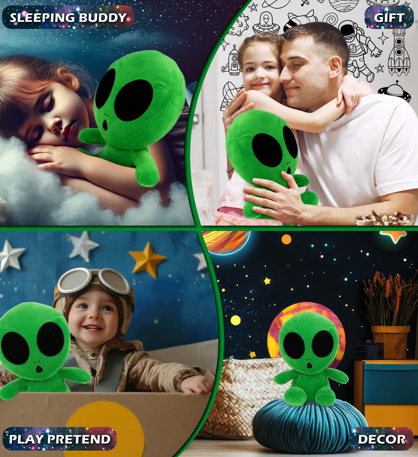 SNUG-MOOSHIES PLUSH - GREEN ALIEN 12"