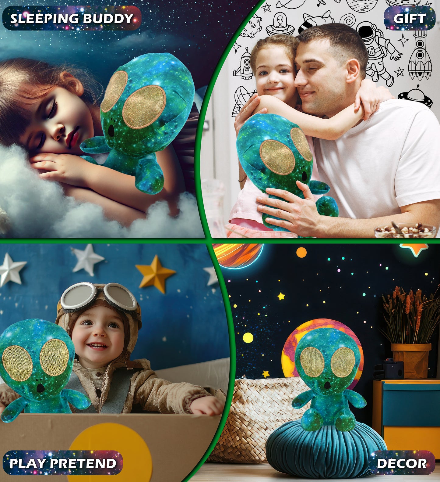 SNUG-MOOSHIES PLUSH - SPACE GREEN ALIEN 12"