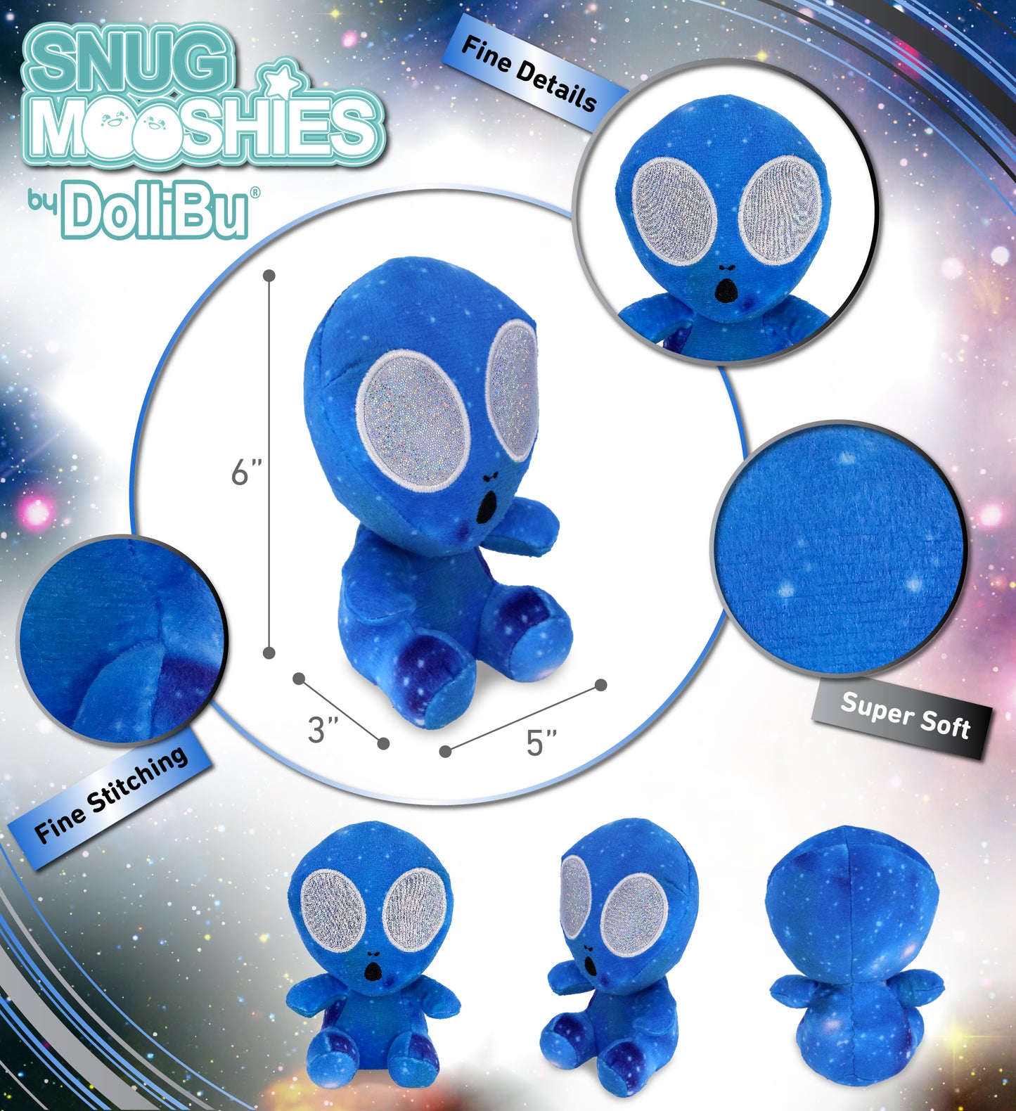 SNUG-MOOSHIES PLUSH - SPACE BLUE ALIEN 6"
